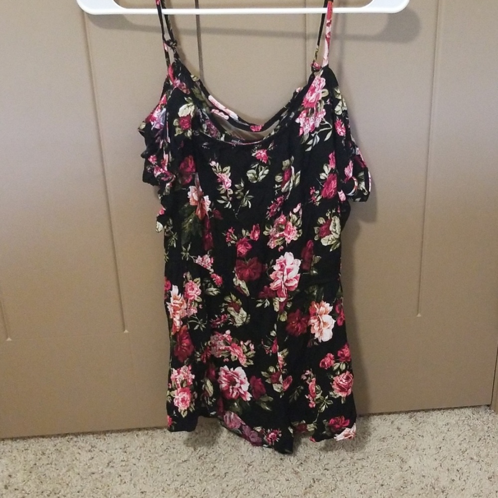 Black floral romper